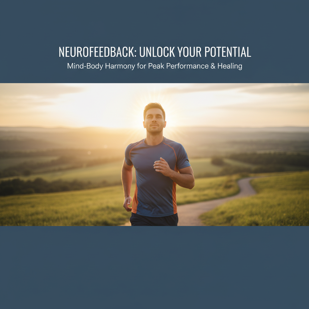 A focused athlete in mid-action, illustrating mental clarity and peak performance, with a subtle glow around their head, symbolizing the support of neurofeedback for brain optimization.