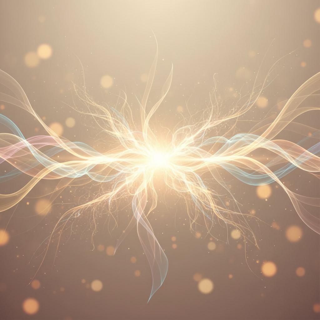 Abstract image of gentle, flowing light patterns symbolizing improved brain function and focused attention after micro-current neurofeedback.