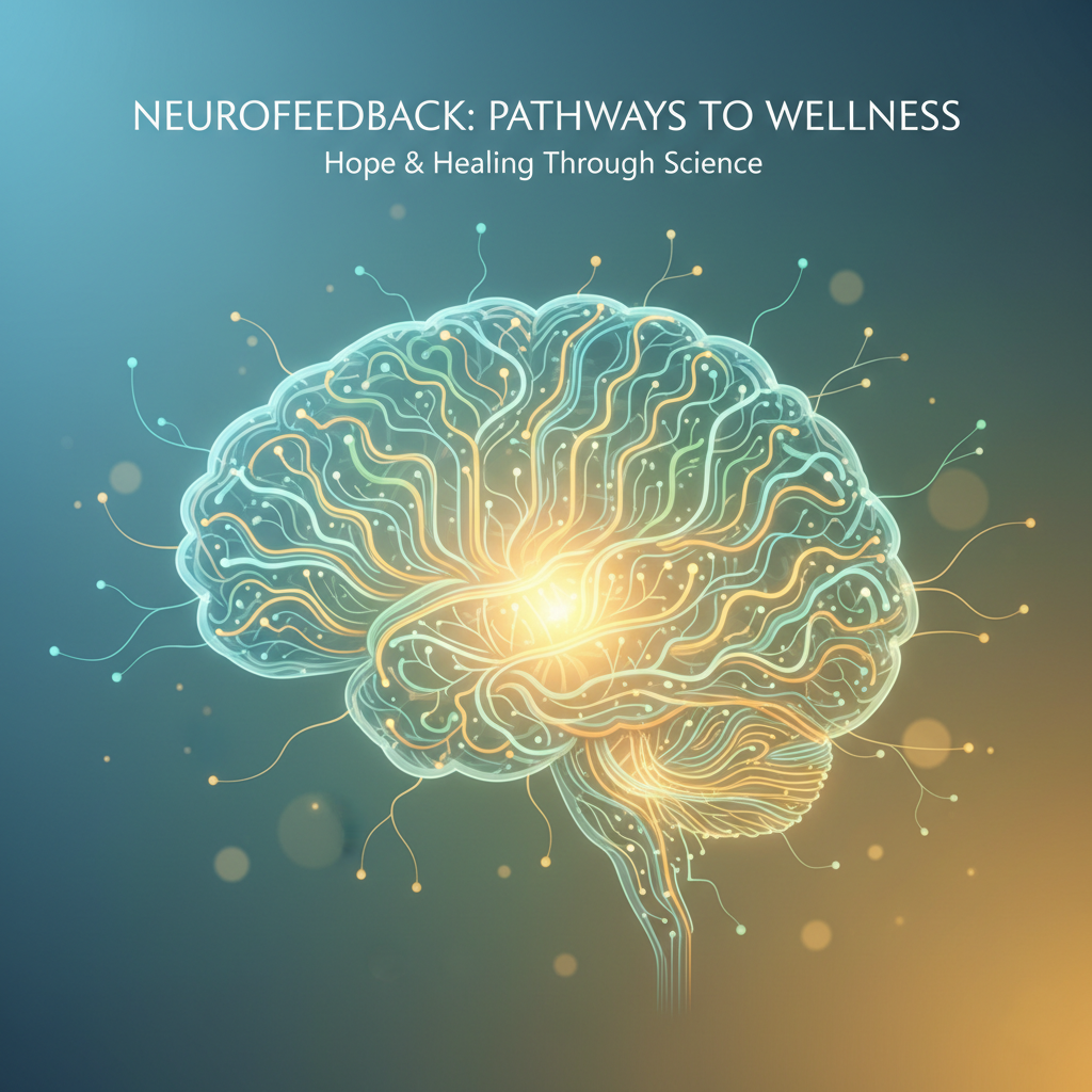 Abstract illustration of neural pathways subtly and calmly connecting, with gentle light indicating improved brain function and focus.